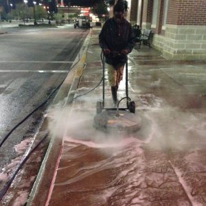 Concrete cleaning of commercial property sidewalk