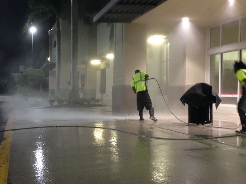 Concrete cleaning service of commercial property