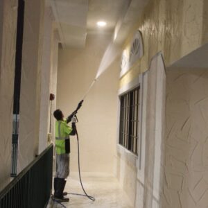 Pressure washing of concrete surfaces